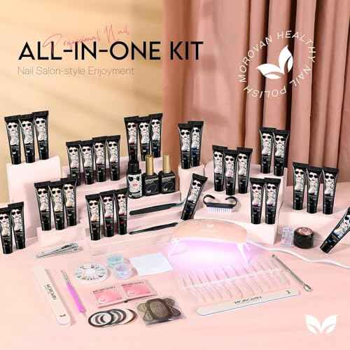 Poly Gel Nail Kit for Beginners: 32 Colors Gel Extension Nail Set with U V Lights for Starter DIY Nail Art Extension at Home Gifts for Ladies & Girls