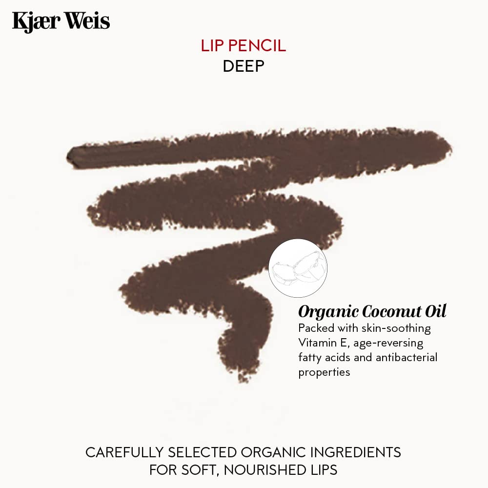 Kjaer Weis Lip Pencil. Dark Brown Lip Liner Pencil with Soft Matte Finish and Creamy Texture for Long Lasting, Smudge-Proof Wear. Cruelty Free Clean Makeup (Deep Iconic)