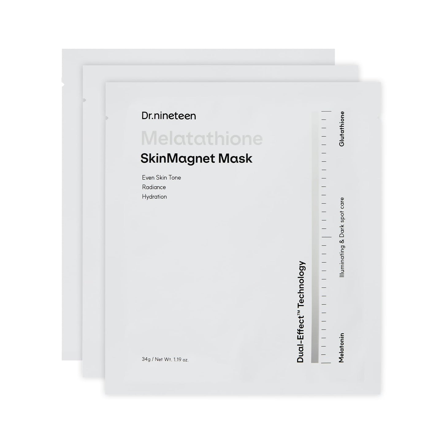 Dr.nineteen Skin Magnet Hydrogel Mask (3EA) | Hydro B5+Melatathione+ReDRN (1EA EACH) | Korean Hydrogel Face Mask