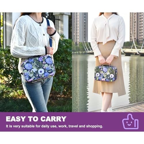 Storage Bag with Combination Lock Large Storage Container Cosmetic File Organizer Case Medicine Lock Box Portable Travel Storage Pouch Halloween Makeup Bag Purple