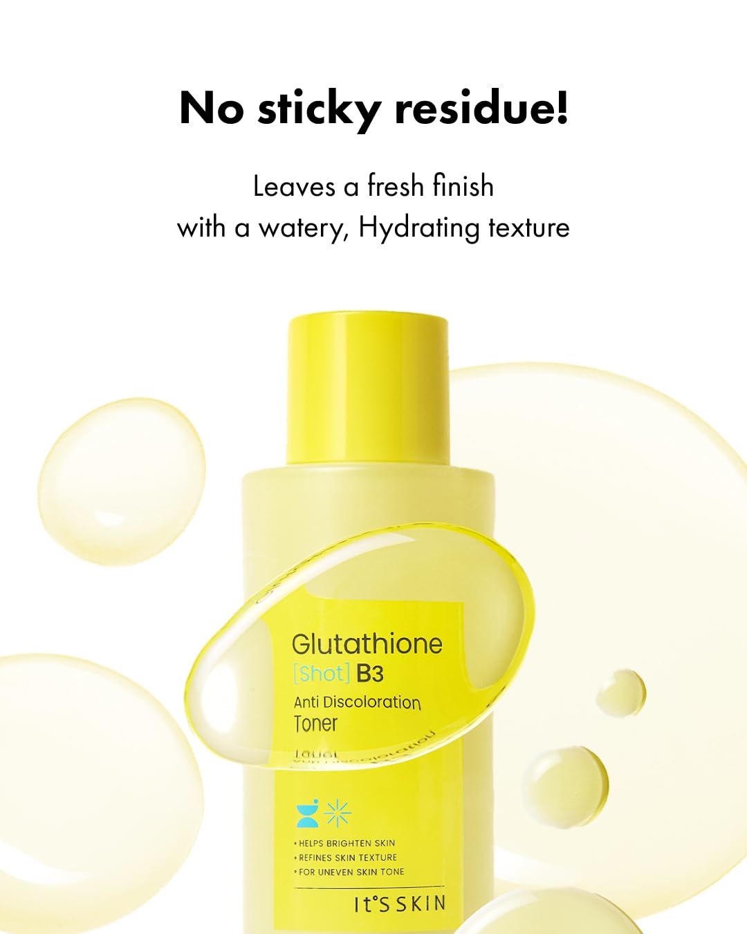 It'S SKIN Glutathione Shot B3 Toner 4.05 Fl Oz, 99% Pure Glutathione, Deep Hydration & Skin Texture Care, Fast-Absorbing for Daily Toner, Korean Skincare