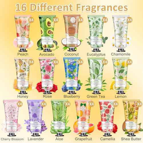 64 Pack Moisturizing Hand Cream Set, Christmas Gifts for Women, Bulk Hand Lotion Travel Size for Dry Cracked Hands, Mini Hand Cream for Mom Gifts, Stocking Stuffers, Thank You Gifts