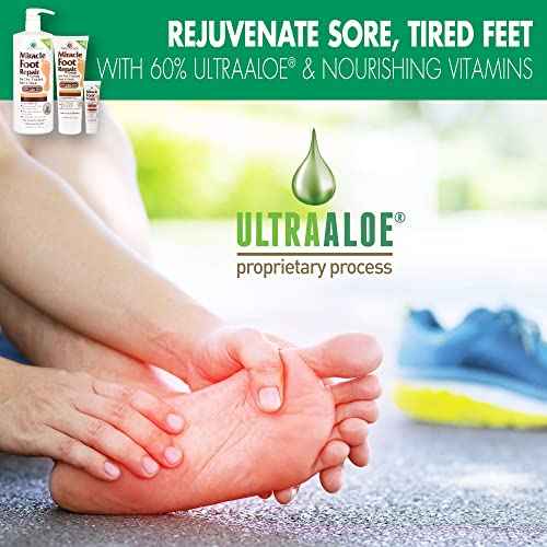 Miracle Foot Repair Cream, 8 oz + 1 oz Miracle Hand Repair, Healing Aloe Vera Lotions for Dry, Cracked Hands and Feet (8 oz Foot Cream + 1 oz Hand Cream)