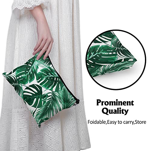 Cafl Hawaiian Palm Leaf Makeup Bag Tropical Palm Trees Cosmetic Bag Zipper Pouch Large Toiltry Bag Travel Linen Make Up Organizer Purse for Women 10¡¿8Inch