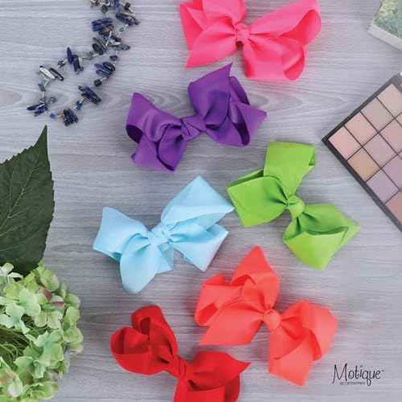 5.5 Inch Grosgrain Hair Bow Clip For Woman And Girls (Brown)