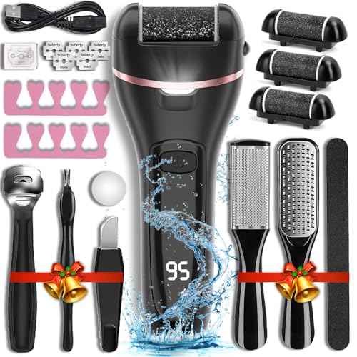 Wea&Hea Electric Callus Remover for Feet with Rechargeable Waterproof 17 in 1 Professional Pedicure Kit with 3 Roller Heads 2 Speed,Foot File, Foot Care Tools Perfect for Dead Hard Cracked Dry Skin