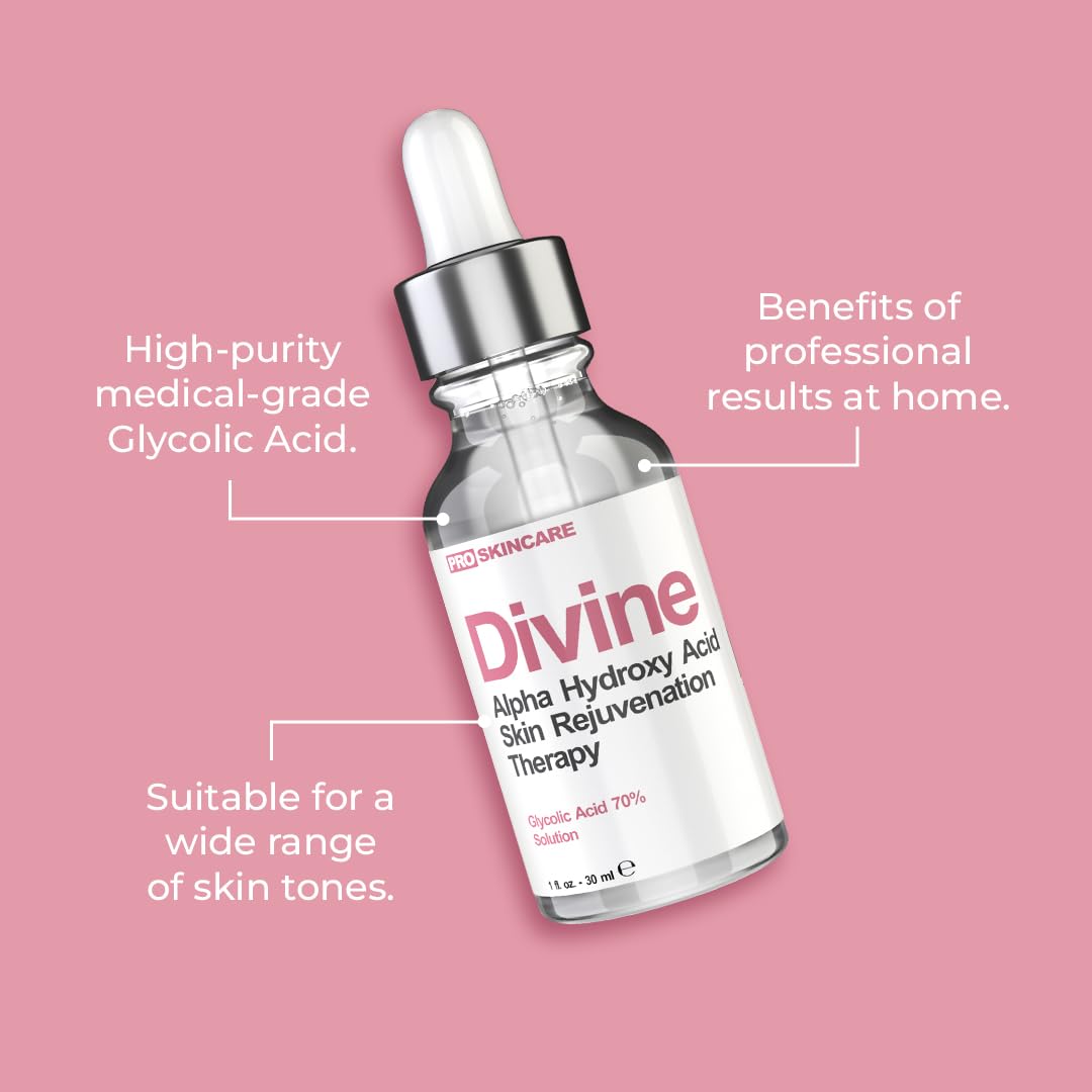 Glycolic Acid Peel 70% Professional Chemical Peel for Face at Home - Intense Alpha Hydroxy Acid Skin Peel For Acne Scars, Collagen Boost, Wrinkles, Fine Lines - Liquid Exfoliant for Face Peel Mask