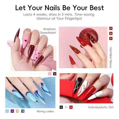 PEACECOLOR 53PC Gel Nail Polish Kit with U V Light and Drill, 35 Colors All Season Gel Polish Set Starter Kits with 5pc Matte Glossy Glitter Base Top Coat Complete Manicure Tools Home Salon Women