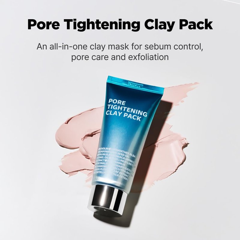 ISOI Pore Tightening Clay Mask for Face, Natural Kaolin & Plant-Based Formula for Tightening, Lifting, Exfoliating & Sebum Control, Moisture-Balancing, Korean Clay Mask for Pores (3.38 fl. oz, 100ml)