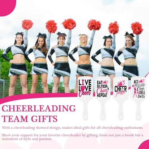 12 Pcs Cheer Gifts Bulk for Team Cheer Hair Brush Bulk Travel Compact Portable Cheerleading Brush Cute Gifts for Women Cheerleaders Team End of Season Senior Christmas Party Present Ideas