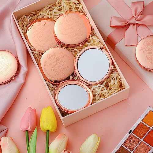 Huwena 12 Pcs Christmas Christian Gifts for Women Bulk Bible Verse Makeup Compact Mirror Inspirational Religious Gift Pocket Mirror for Coworker Teacher Employee Travel Church Scripture Party Present