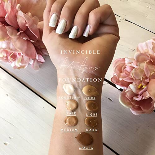 Mirabella Invincible HD Liquid Foundation - Full-Coverage, Moisturizing Makeup for All Skin Types | Dark V