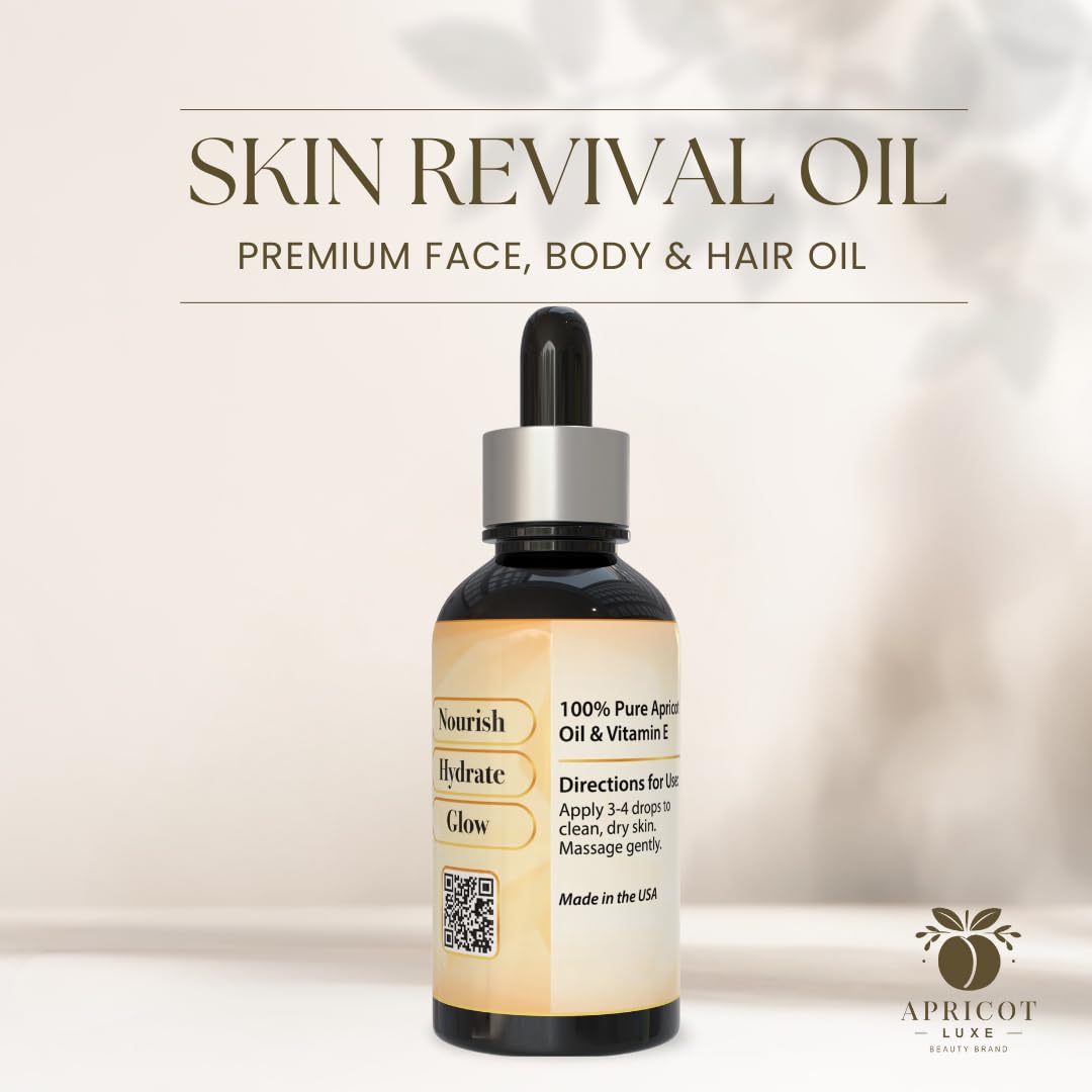 Luxe Skin Revival Organic Apricot Kernel Oil - 100% Pure Cold Pressed for Healthy Skin