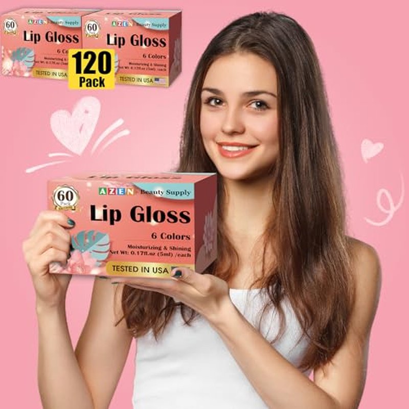 AZEN 120 Pack Lip Gloss Set, Color Lip Oil for Dry Cracked Lips Moisturizing Hydrating Nourishing with Vitamin E