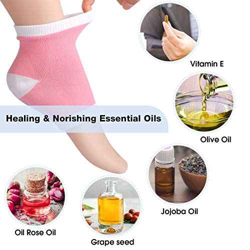 JaGely 7 Pairs Gel Moisturizing Socks for Dry Skin, Toeless, Washable & Reusable, Giftable, Softens Rough Heels & Feet
