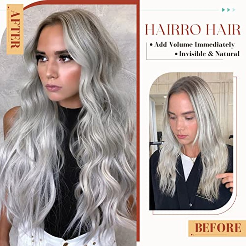 Hairro Tape In Human Hair Extensions For Women 12 inch 40g 20pcs #SILVER