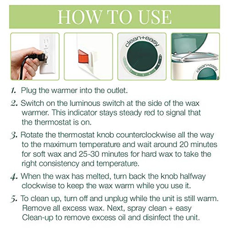 Clean + Easy Deluxe Wax Warmer ? Thermostatically Controlled Hair Removal Wax Heater for Salon & Home Use, with No-Mess Scraper Bar, 120V