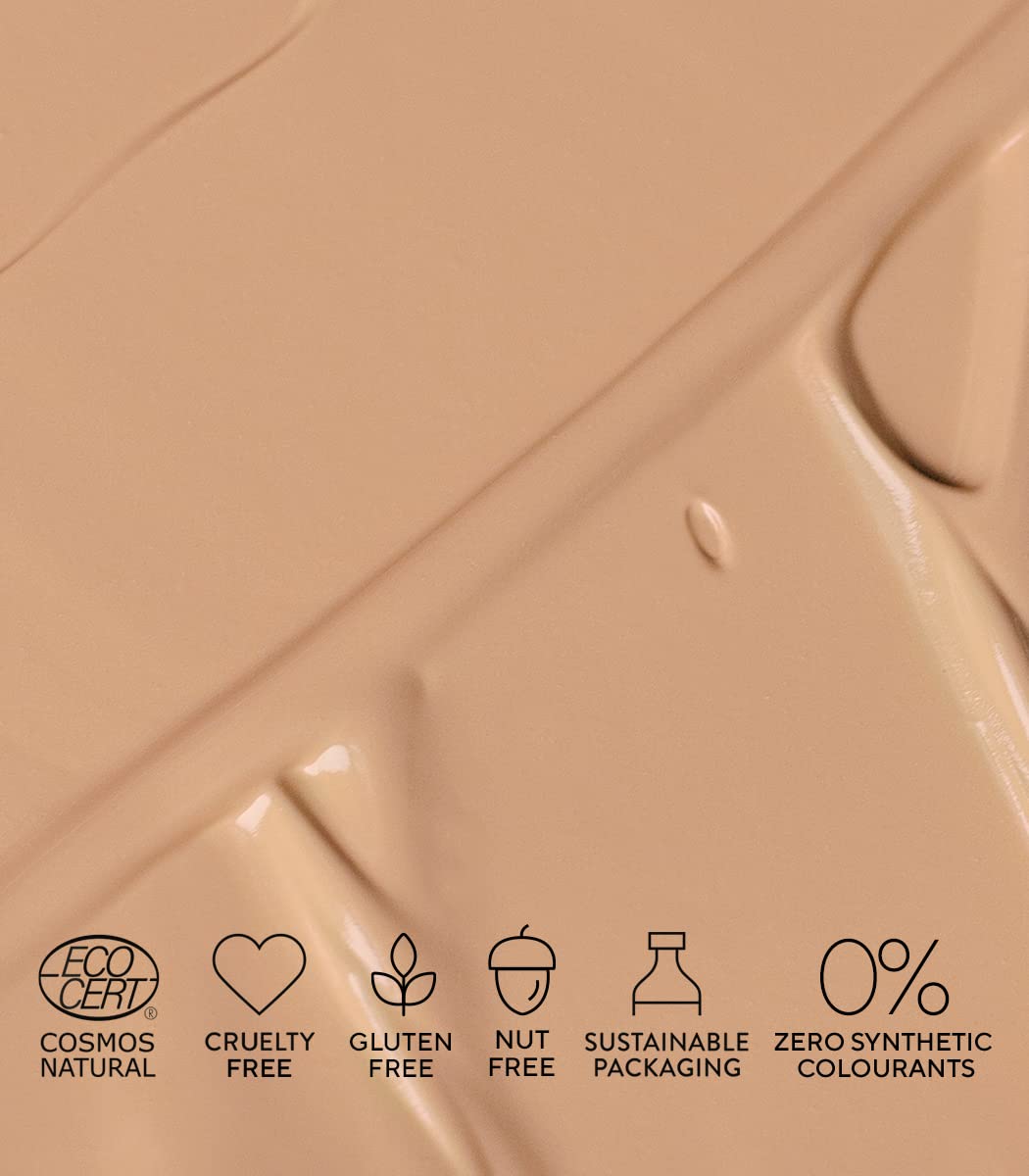MADARA SKINONYM Semi-Matte Peptide Foundation Shade 35 True Beige 30 ml, Liquid Mineral Foundation with Hyaluronic Acid, Buildable Medium Coverage, Natural Finish for Mature Skin, ECOCERT Certified
