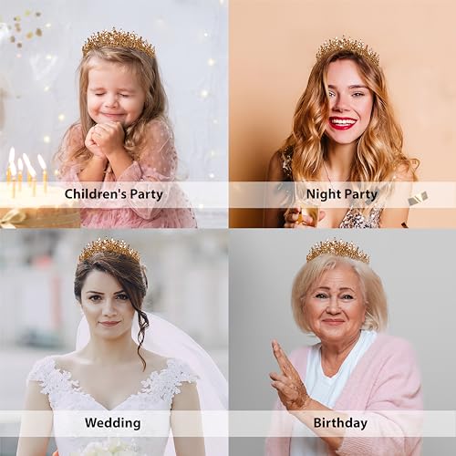 LIMELIA Women's Tiara for Henna Wedding Party|Glitter Hair Accessories for Bridal Birthday Pageant Prom Halloween Costume Christmas Party, Princess Crown|Crystal Stone-Honey