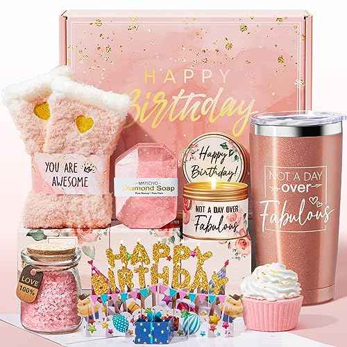 Birthday Gifts for Women Friendship, Rose Relaxing Spa Gifts Basket Set for Women, Self Care Gift Unique Happy Birthday Gifts Idea for Mom Her Best Friend Sister Wife Girlfriend Coworker Teacher Nurse