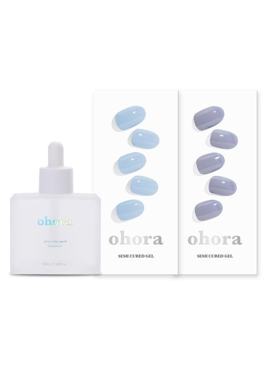 ohora Semi Cured Gel Nail Set of 3 (Pro Easy Peel Remover & N Cream Sky & N Cream Cloud) - Professional Salon-Quality Nail Care