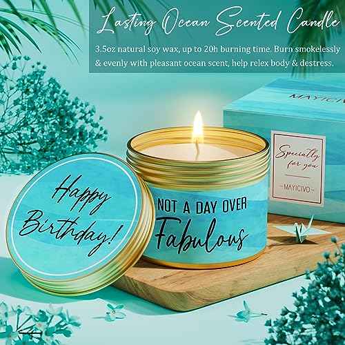 Birthday Gifts for Women Friendship, Unique Happy Birthday Gifts Basket for Mom Her Best Friend Sister Wife Girlfriend Coworker, Luxury Self Care Box Ocean Relaxing Spa Gifts Set for Women w/ Blanket