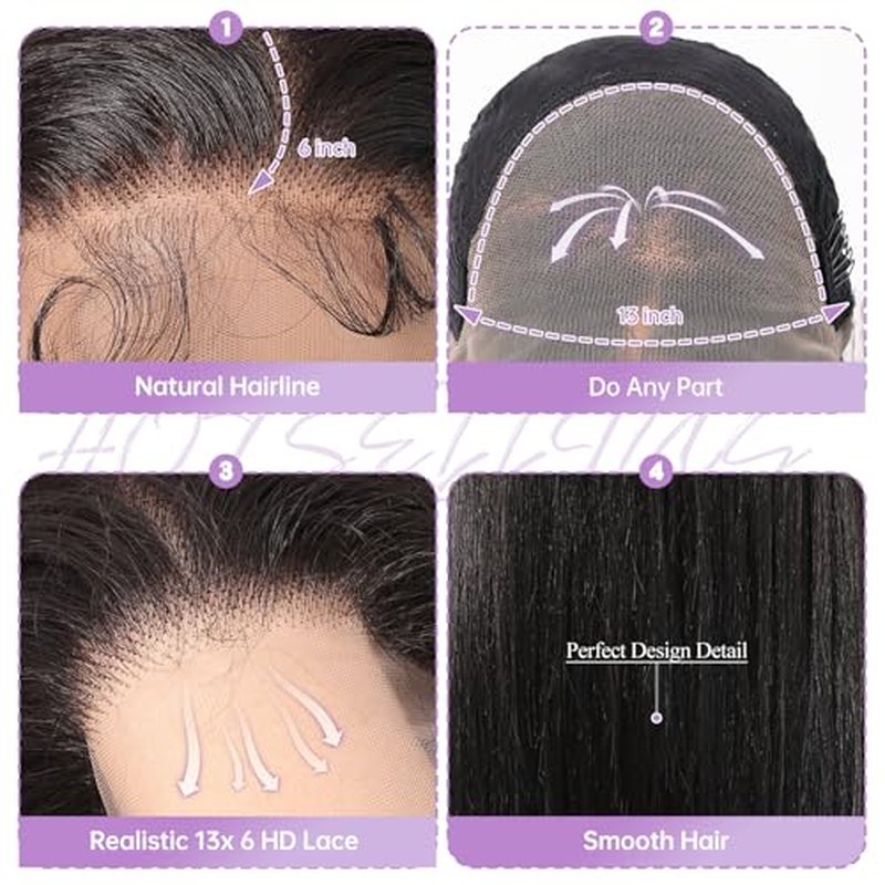 testar Black Lace Wigs 13x6 HD Lace Frontal Straight Wigs with Baby Hair 30 Inch Natural Black Lace Wig Synthetic Wig for Women Daily Use