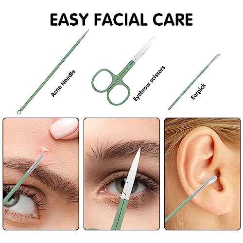 Nail Kit, Manicure Kit, Nail Care Kit For Women, Manicure Pedicure Set, Nail Clippers Toenail Clippers Kit, Professional Manicure Kit Pedicure Kit, Green Travel Case, Set of 12.