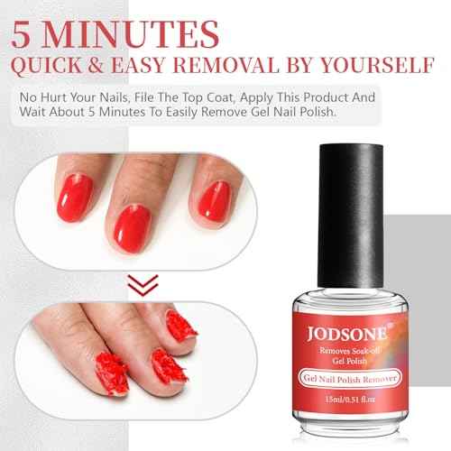 JODSONE Gel Nail Remover No Need Soaking or Wrapping for Quick And Easy Removal At Home with Cuticle Pusher and Nail File