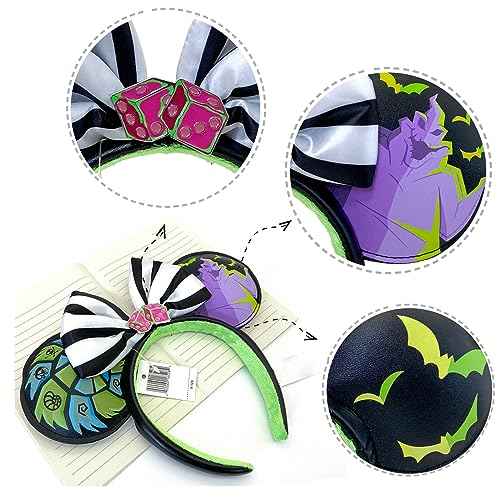 Mouse Ear Headbands with Bow, Ghost Hair Band Hearwear Halloween Christmas Birthday Party Decoration Cosplay Costume Gifts for Women Girl