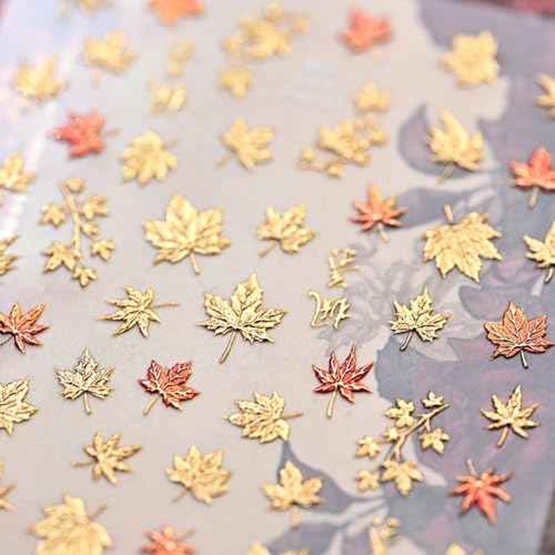 1 Sheet Fall Nail Stickers for Nail Art Autumn Maple Leaves Nail Decals 5D Embossed Thanksgiving Day Gold Maple Leaf Nail Art Supplies Red Leaf Nails Accessories for Women Acrylic Nails Decoration