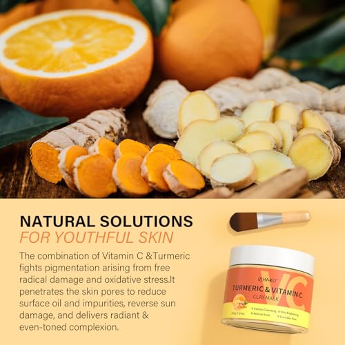 Turmeric Vitamin C Clay Mask| Deep Cleansing Facial Clay Mask for Dark Spots, Dull Skin, Refining Pores and Controlling Oil,Dark Spot Remover for Face,Face Masks Skincare-Gift for Him & Her