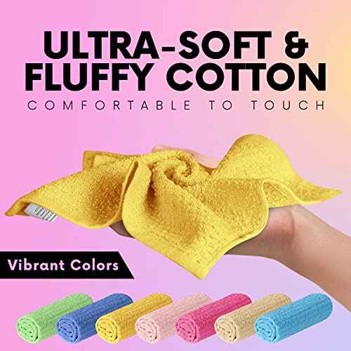 Elaine Karen Multicolored Washcloths Set Multipurpose Cotton Washcloths, Bathroom Wash Cloths for Face and Body, Utility Rags - Soft and Absorbent, Washable - 12 x 12 Inches (24 Pack)