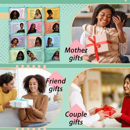 Silkfly 24 Pcs African American Makeup Bag Black Girl Women Cosmetic Bag Magic Afro Queen Inspirational Christmas Stocking Stuffers Gift Canvas Toiletry Zipper Travel Organizer Purse Accessories