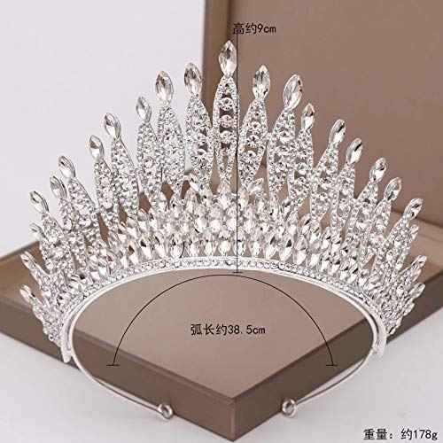 Trendy Silver Color Rhinestone Crystal Queen Big Crown Bridal Wedding Tiara Women Beauty pageant Bridal Hair Accessories Jewelry (Silver)