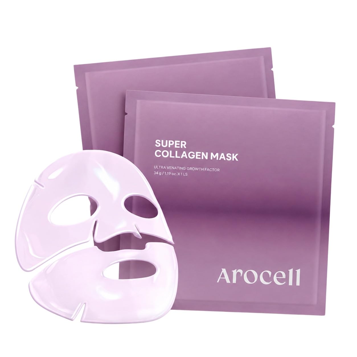 AROCELL Super Collagen Overnight Hydrogel Mask with Retinol, Stem Cell & Pure Atelo Collagen | Firming, Lifting, Plumping, Long-Lasting Glow | Korean Glass Skin Care | 43g x 4