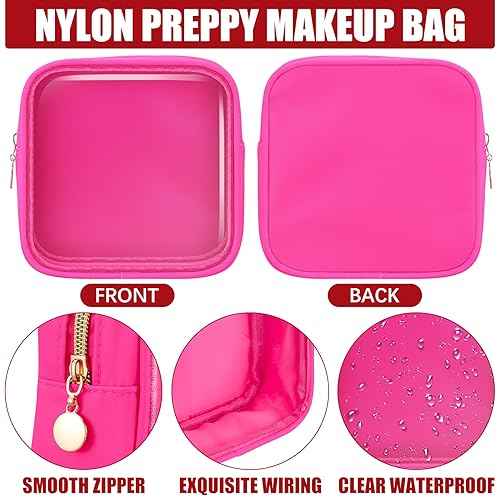 Hushee 4 Pcs Clear Nylon Makeup Bag for Women Gifts Preppy Cosmetic Bag PVC Travel Toiletry Zipper Pouch Waterproof Storage Organizer Pouch for Women(Mini)