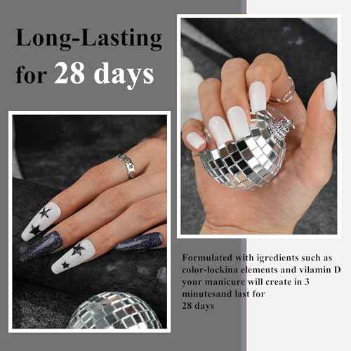 Dip Powder Nail Kit Starter, 6 Colors Glitter Dark Black White Dipping Powder Kit With Base & Top Coat/Activator/Brush Saver, Nail Art Manicure Salon DIY for Daily at Home Party Gifts for Women