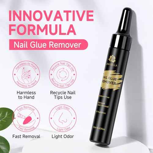 UNA GELLA Quick Removal Gel Nail Glue Remover for Press On Nails: Acrylic Nails Semi Solid Nail Glue Acetone-Free, Not for Gel Polish Base Coat Soak Off Remover Kit Drip Use, 12ml*2pcs