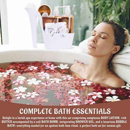 Luxury Spa Gifts for Women ? 8 Pc Coconut Scented Bath and Body Set with Bubble Bath, Lotion & More ? Luxury Self Care Kit for Wife, Mom, Best Friend, Girlfriend, Anniversary Gift by Draizee