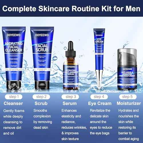 Skin Care for Men,Hydrate,Firm,Anti-Aging & Wrinkle 5Pcs Facial Skin Care Routine Kit Set,Mens Christmas Gifts Stocking Stuffers Secret Santa Gift for Men Him Dad Boyfriend Husband Birthday Valentines