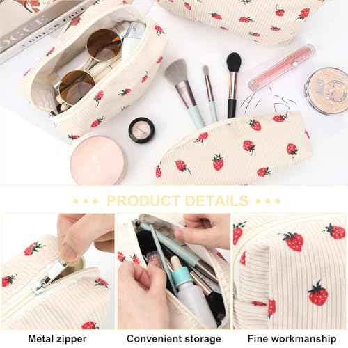 EIMMBD Makeup Bags 6 Pieces Set Large Capacity Cosmetic Bag Travel Toiletry Bag Organizer Cute Strawberry Makeup Bag Pouch Storage Bag for Women