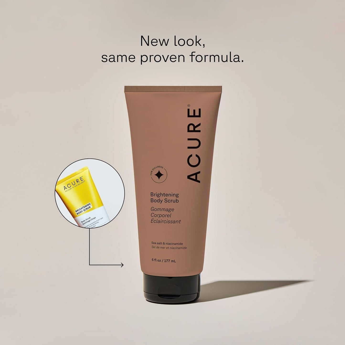 Acure Brightening Body Scrub - Exfoliating Body Scrub with Sea Salt, Scrubber for Men & Women to Smooth Sensitive Skin