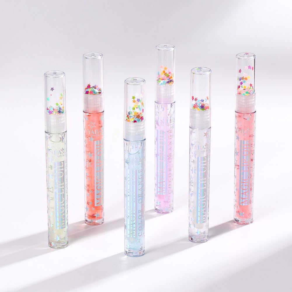 Glitter Lip Gloss Set - 6 Shimmery Liquid Lipsticks for Plumping & Moisturizing | High Shine Finish