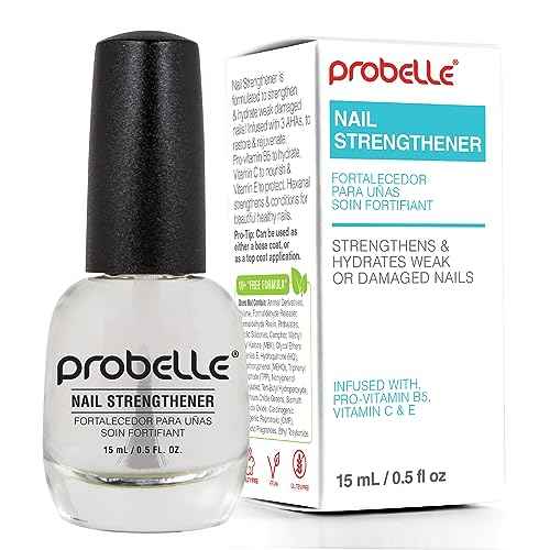 Probelle Nail Strengthener and growth, Natural Nail Strengthening Clear Nail Polish Repair Treatment, Nail Growth & Conditioning, Stops Splits, Chips, Cracks & Strengthens Damaged and Thin Nails
