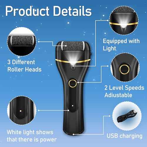 Callus Remover for Feet, Electric Foot Callus Remover Waterproof with 3 Rollers 2 Speed Battery Display,17 in1 Rechargeable Foot File Pedicure Kits for Dead Hard Cracked Dry Skin