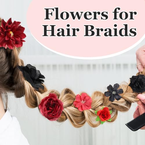 36 Pack Flower Hair Clips Rose Floral Hair Accessories for Women Boho Bride Claw Clip Side Hair Clip Hairpin Brooch Pin Headpiece for Girls Wedding Halloween Hairstyles