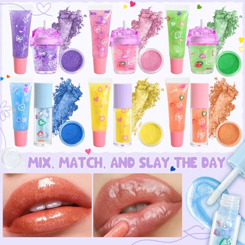 Jcoos DIY Lip Gloss Making Kit, 55PCS Lip Gloss Kit to Make Your Own Lip Gloss, Miost Lipgloss Base, Lip Gloss Tubes, Lipgloss Sets for Girls, Kids, Beginner Tweens Girls Trendy Stuff Gift for Her