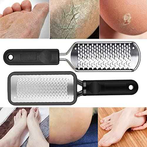 Pedicure Foot File - 2Pcs Stainless Steel Colossal Foot Rasp, Dead Skin Remover for Feet, Professional Pedicure Tools Washable and Reusable