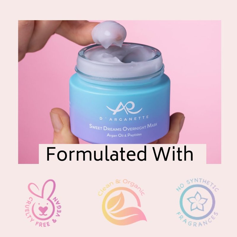 D'Arganette Sweet Dreams Sleeping Mask - Antioxidant-Rich Argan Oil & Peptides | Hydrating Face Moisturizer for Dry Skin - 3.4 oz